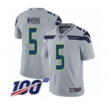 Men's Seattle Seahawks #5 Jason Myers Grey Alternate Vapor Untouchable Limited Player 100th Season Football Jersey