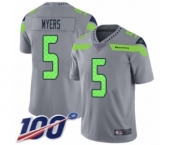 Men's Seattle Seahawks #5 Jason Myers Limited Silver Inverted Legend 100th Season Football Jersey