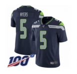 Men's Seattle Seahawks #5 Jason Myers Navy Blue Team Color Vapor Untouchable Limited Player 100th Season Football Jersey
