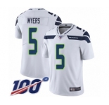 Men's Seattle Seahawks #5 Jason Myers White Vapor Untouchable Limited Player 100th Season Football Jersey