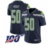 Men's Seattle Seahawks #50 K.J. Wright Navy Blue Team Color Vapor Untouchable Limited Player 100th Season Football Jersey