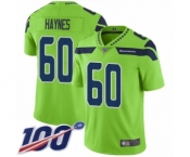 Men's Seattle Seahawks #60 Phil Haynes Limited Green Rush Vapor Untouchable 100th Season Football Jersey