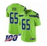 Men's Seattle Seahawks #65 Germain Ifedi Limited Green Rush Vapor Untouchable 100th Season Football Jersey