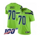 Men's Seattle Seahawks #70 Mike Iupati Limited Green Rush Vapor Untouchable 100th Season Football Jersey