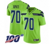 Men's Seattle Seahawks #70 Mike Iupati Limited Green Rush Vapor Untouchable 100th Season Football Jersey