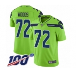 Men's Seattle Seahawks #72 Al Woods Limited Green Rush Vapor Untouchable 100th Season Football Jersey