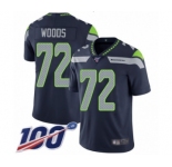 Men's Seattle Seahawks #72 Al Woods Navy Blue Team Color Vapor Untouchable Limited Player 100th Season Football Jersey
