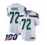 Men's Seattle Seahawks #72 Al Woods White Vapor Untouchable Limited Player 100th Season Football Jersey