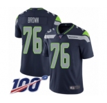 Men's Seattle Seahawks #76 Duane Brown Navy Blue Team Color Vapor Untouchable Limited Player 100th Season Football Jersey