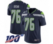 Men's Seattle Seahawks #76 Duane Brown Navy Blue Team Color Vapor Untouchable Limited Player 100th Season Football Jersey