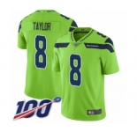 Men's Seattle Seahawks #8 Jamar Taylor Limited Green Rush Vapor Untouchable 100th Season Football Jersey