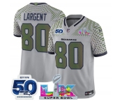 Men's Seattle Seahawks #80 Steve Largent Gray 2025 F.U.S.E. Super Bowl LX Patch And 50th Season Patch “Rivalries” Vapor Limited Football Stitched Jersey