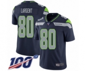 Men's Seattle Seahawks #80 Steve Largent Navy Blue Team Color Vapor Untouchable Limited Player 100th Season Football Jersey