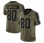 Men's Seattle Seahawks #80 Steve Largent Nike Olive 2021 Salute To Service Retired Player Limited Jersey