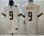 Men's Seattle Seahawks #9 Kenneth Walker III White Gold FUSE 50th Season Patch Vapor Limited Stitched Jersey