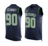 Men's Seattle Seahawks #90 Jadeveon Clowney Limited Steel Blue Player Name & Number Tank Top Football Jersey