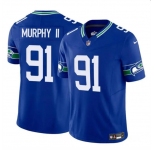 Men's Seattle Seahawks #91 Byron Murphy II Royal 2024 Draft F.U.S.E Throwback Vapor Limited Football Stitched Jersey