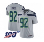 Men's Seattle Seahawks #92 Nazair Jones Grey Alternate Vapor Untouchable Limited Player 100th Season Football Jersey