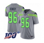 Men's Seattle Seahawks #96 Cortez Kennedy Limited Silver Inverted Legend 100th Season Football Jersey