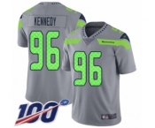 Men's Seattle Seahawks #96 Cortez Kennedy Limited Silver Inverted Legend 100th Season Football Jersey