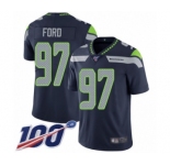 Men's Seattle Seahawks #97 Poona Ford Navy Blue Team Color Vapor Untouchable Limited Player 100th Season Football Jersey