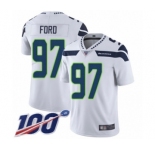 Men's Seattle Seahawks #97 Poona Ford White Vapor Untouchable Limited Player 100th Season Football Jersey