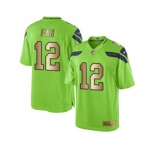 Nike Seattle Seahawks #12 Fan Green Men's Stitched NFL Limited Gold Rush Jersey