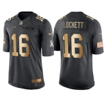 Nike Seattle Seahawks #16 Tyler Lockett Anthracite 2016 Christmas Gold Men's NFL Limited Salute to Service Jersey