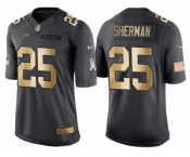 Nike Seattle Seahawks #25 Richard Sherman Anthracite 2016 Christmas Gold Men's NFL Limited Salute to Service Jersey