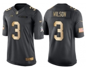 Nike Seattle Seahawks #3 Russell Wilson Anthracite 2016 Christmas Gold Men's NFL Limited Salute to Service Jersey