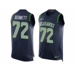 Nike Seattle Seahawks #72 Michael Bennett Steel Blue Team Color Men's Stitched NFL Limited Tank Top Jersey