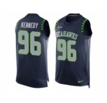 Nike Seattle Seahawks #96 Cortez Kennedy Steel Blue Team Color Men's Stitched NFL Limited Tank Top Jersey
