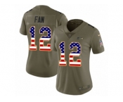 Women Nike Seattle Seahawks #12 Fan Limited Olive USA Flag 2017 Salute to Service NFL Jerse