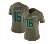 Women Nike Seattle Seahawks #16 Tyler Lockett Limited Olive 2017 Salute to Service NFL Jersey