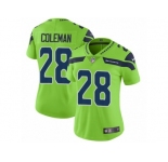 Women Nike Seattle Seahawks #28 Justin Coleman Limited Green Rush Vapor Untouchable NFL Jersey