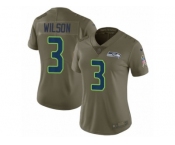 Women Nike Seattle Seahawks #3 Russell Wilson Limited Olive 2017 Salute to Service NFL Jersey