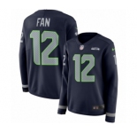Women's Nike Seattle Seahawks 12th Fan Limited Navy Blue Therma Long Sleeve NFL Jersey