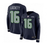 Women's Nike Seattle Seahawks #16 Tyler Lockett Limited Navy Blue Therma Long Sleeve NFL Jersey