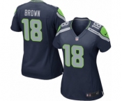 Women's Nike Seattle Seahawks #18 Jaron Brown Game Navy Blue Team Color NFL Jersey