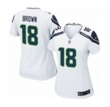 Women's Nike Seattle Seahawks #18 Jaron Brown Game White NFL Jersey