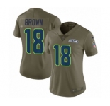 Women's Nike Seattle Seahawks #18 Jaron Brown Limited Olive 2017 Salute to Service NFL Jersey