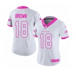 Women's Nike Seattle Seahawks #18 Jaron Brown Limited White Pink Rush Fashion NFL Jersey