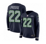 Women's Nike Seattle Seahawks #22 C. J. Prosise Limited Navy Blue Therma Long Sleeve NFL Jersey