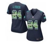Women's Nike Seattle Seahawks #24 Marshawn Lynch Limited Navy Blue Strobe NFL Jersey