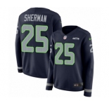 Women's Nike Seattle Seahawks #25 Richard Sherman Limited Navy Blue Therma Long Sleeve NFL Jersey