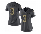 Women's Nike Seattle Seahawks #3 Russell Wilson Limited Black 2016 Salute to Service NFL Jersey