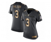 Women's Nike Seattle Seahawks #3 Russell Wilson Limited Black Gold Salute to Service NFL Jersey