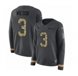 Women's Nike Seattle Seahawks #3 Russell Wilson Limited Black Salute to Service Therma Long Sleeve NFL Jersey