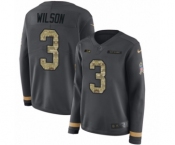 Women's Nike Seattle Seahawks #3 Russell Wilson Limited Black Salute to Service Therma Long Sleeve NFL Jersey