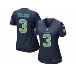Women's Nike Seattle Seahawks #3 Russell Wilson Limited Navy Blue Strobe NFL Jersey